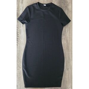 Girls Black Textured Waffle Knit Bodycon Short Sleeve Mini Dress Size 12/13 yrs